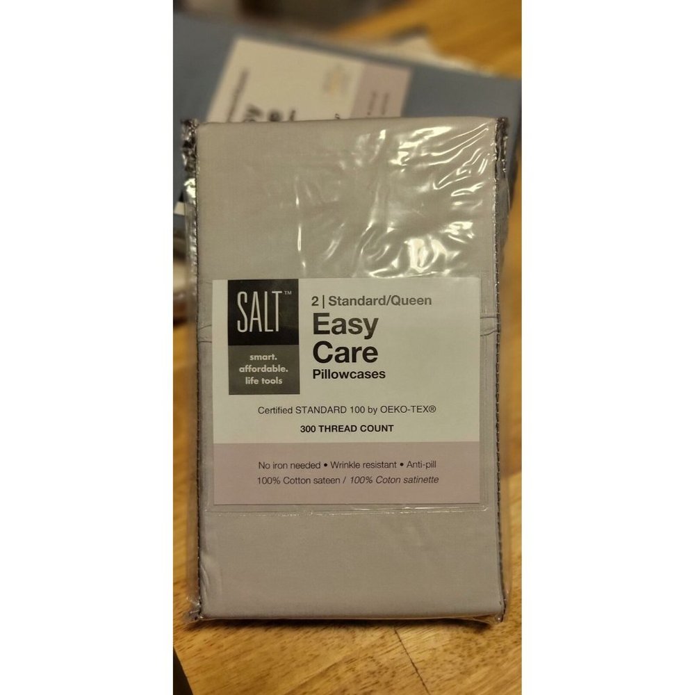 100% Cotton Salt Easy Care 2 Pack Pillowcases Standard - Picture 5 of 11